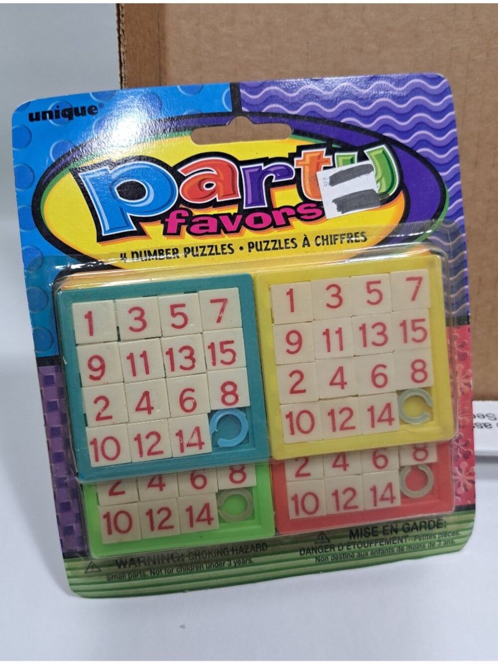Unique Industries Inc Party Favor Number Puzzle 4 pk Birthday Gift Bags Stocking